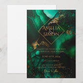 Emerald Diamond Green Jewel Tone Invitation Kaart (Voorkant / Achterkant)