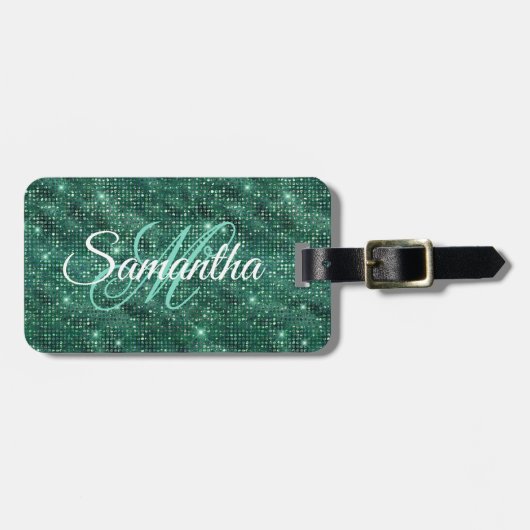 Emerald Diamond studeerde Folie Fancy monogram Bagagelabel (Voorkant horizontaal)