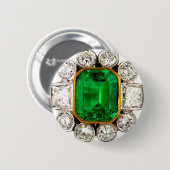 Emerald Diamonds  Costume Jewelry Brooch Ronde Button 5,7 Cm (Voorkant /achterkant)