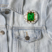 Emerald Diamonds  Costume Jewelry Brooch Ronde Button 5,7 Cm (In situ)