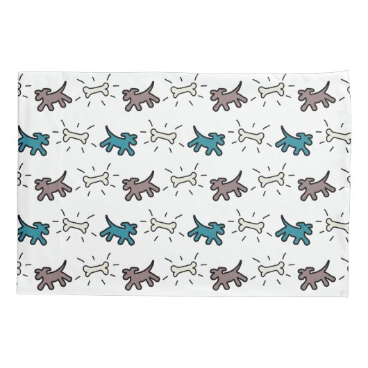 Emerald Dog en Bone Graffiti Style Pillowcase Kussensloop (Achterkant)