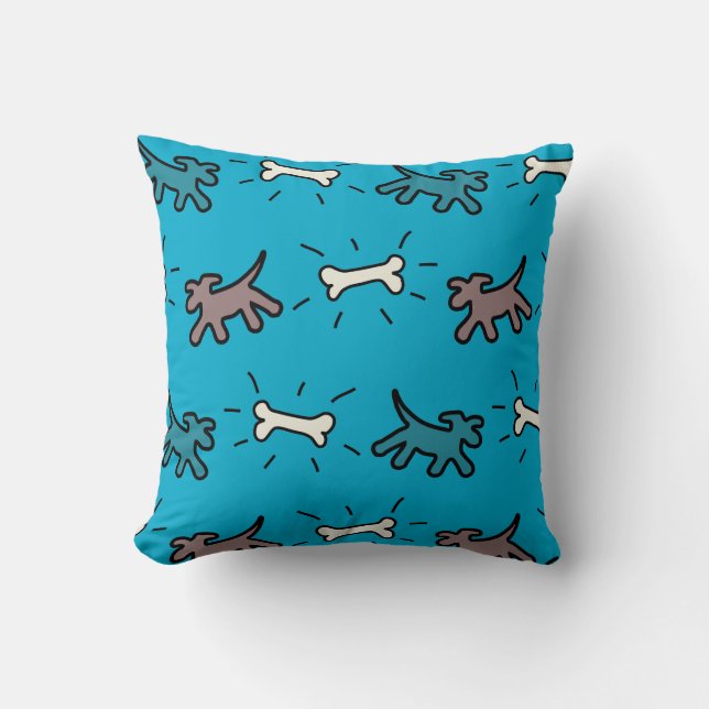 Emerald Dogs en Botten Graffiti Style Blue Pillow Kussen (Voorkant)