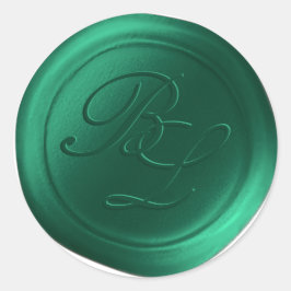 Emerald Double Monogram Faux Wax Seal Stickers