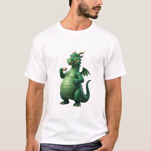 Emerald Dragon 3D Fantasy T-Shirt (Voorkant)