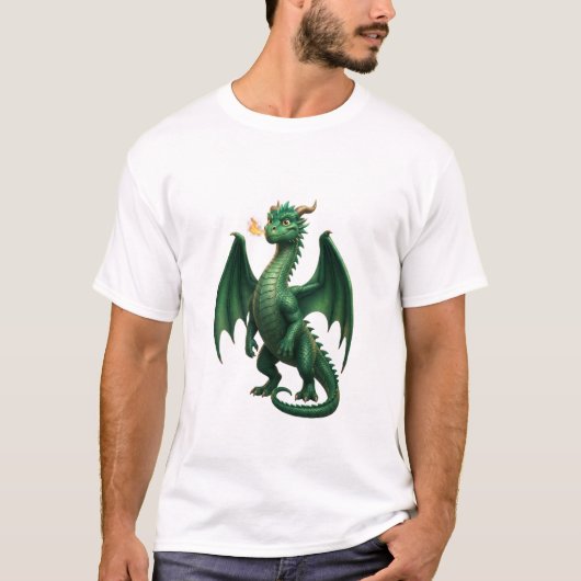 Emerald Dragon 3D Fantasy T-Shirt (Voorkant)