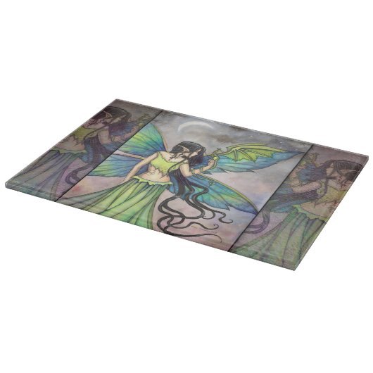 Emerald Dragon Fairy Fantasy Art Snijplank (Hoek)