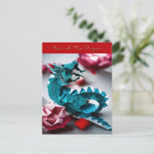 Emerald Dragon Origami Chinees Nieuwjaar HPostC Feestdagenkaart (Staand voorkant)