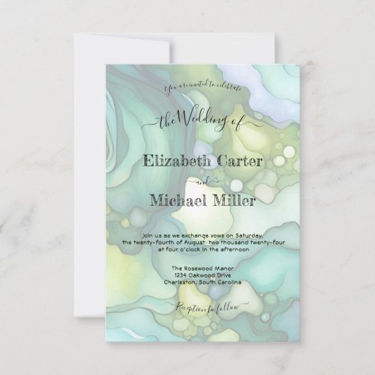 Emerald Dream: Modern Wedding Elegance Minimalisme Kaart (Voorkant)