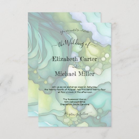 Emerald Dream: Modern Wedding Elegance Minimalisme Kaart (Voorkant / Achterkant)