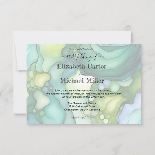 Emerald Dream: Modern Wedding Elegance Minimalisme Kaart (Voorkant)