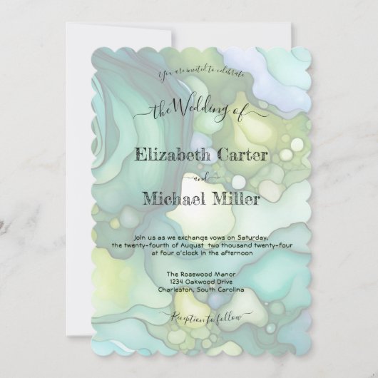 Emerald Dream: Modern Wedding Elegance Minimalisme Kaart (Voorkant)