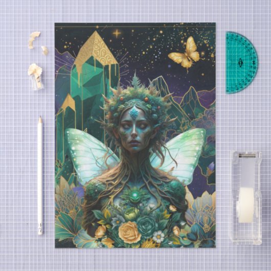 Emerald Dreams Fantasy Forest Queen Decoupage Tissuepapier (Craft)