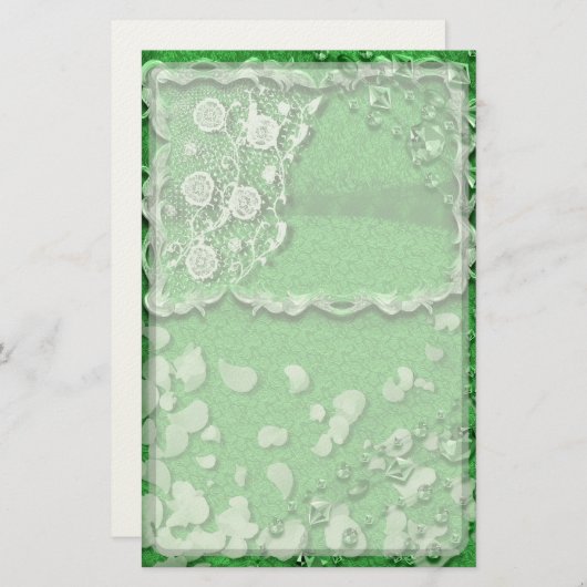 Emerald Dreams Junk Journal Style Trompe L'oeil Briefpapier (Voorkant / Achterkant)