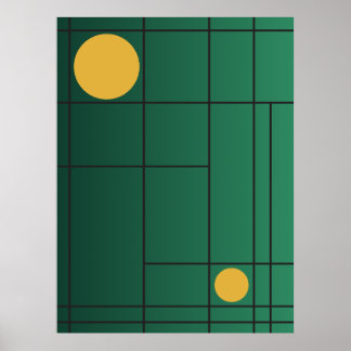 Emerald Drift No. 1 Green Art Deco Geometrische Ku Poster