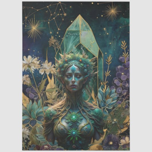 Emerald Dromen Fantasy Forest Koningin Decoupage Tissuepapier (Voorkant)