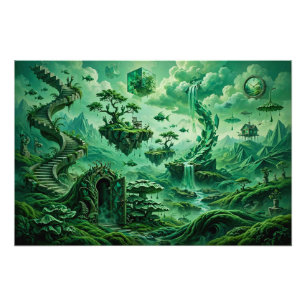 Emerald Droom Surreal Landschap Schakeringen van G Foto Afdruk