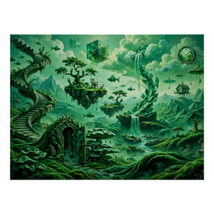 Emerald Droom Surreal Landschap Schakeringen van G Perfect Poster