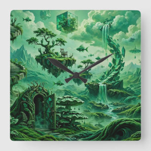 Emerald Droom Surreal Landschap Schakeringen van G Vierkante Klok