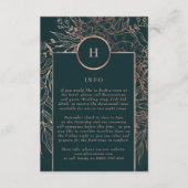 Emerald Dusty Roos Gold Monogram Wreath Weddenscha Informatiekaartje (Voorkant)
