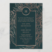 Emerald Dusty Roos Gold Monogram Wreath Weddenscha Kaart (Voorkant)
