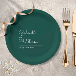 Emerald Eenvoudig Elegant Script Bruiloft Papieren Bordje