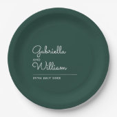 Emerald Eenvoudig Elegant Script Bruiloft Papieren Bordje (Voorkant)