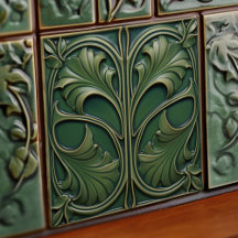 Emerald Elegance Art Nouveau Keramische Tegel