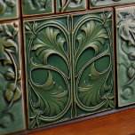 Emerald Elegance Art Nouveau Keramische Tegel Tegeltje<br><div class="desc">Versier uw ruimte met de tijdloze schoonheid van onze keramische tegel "Emerald Elegance". Geïnspireerd door de sierlijke vormen en vloeiende lijnen van de Art Nouveau, legt deze tegel de essentie van het naturalistische design vast. Het betoverende palet varieert van smaragdgroen tot subtiele hints van salie en olijf, tot leven gebracht...</div>