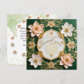 Emerald Elegance Bloemrijke Dankkaart Bedankkaart (Voorkant / Achterkant)