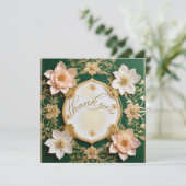 Emerald Elegance Bloemrijke Dankkaart Bedankkaart (Staand voorkant)