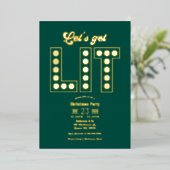 Emerald Elegance Get Lit Retro Christmas Party Folie Uitnodiging (Staand Voorkant)