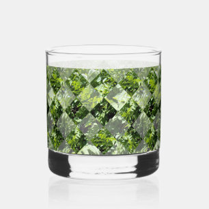 Emerald Elegance: groene bladeren in diamantvorm, Whisky Glas