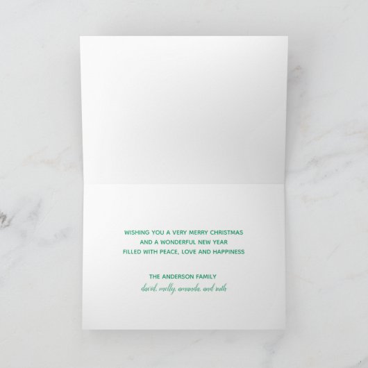 Emerald Elegance Retro Script Merry Christmas Feestdagen Kaart (Binnen)