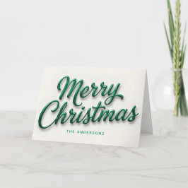Emerald Elegance Retro Script Merry Christmas Feestdagen Kaart