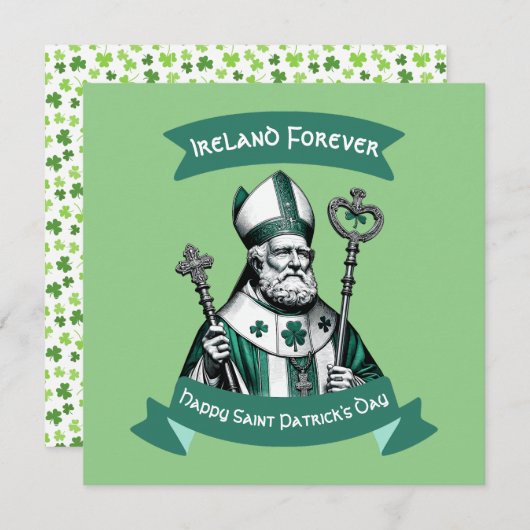 Emerald Elegance: St. Patrick's Day Bisschop kaart (Voorkant / Achterkant)