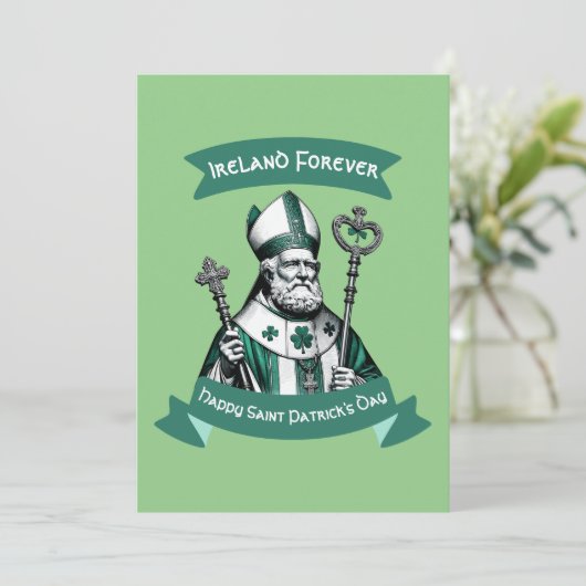 Emerald Elegance: St. Patrick's Day Bisschop Tribu Kaart (Staand voorkant)