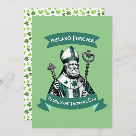 Emerald Elegance: St. Patrick's Day Bisschop Tribu Kaart (Voorkant / Achterkant)