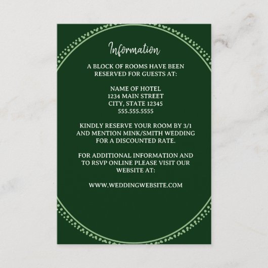 Emerald Elegance Wedding Enclosure Card Informatiekaartje (Voorkant)