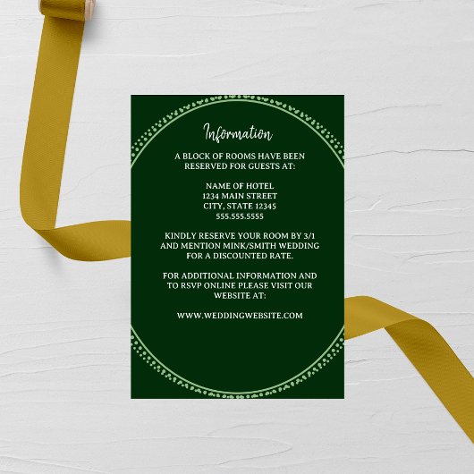 Emerald Elegance Wedding Enclosure Card Informatiekaartje