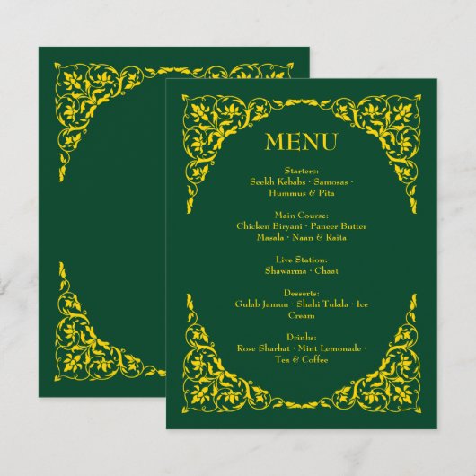 Emerald Elegance Wedding Menu (Voorkant / Achterkant)