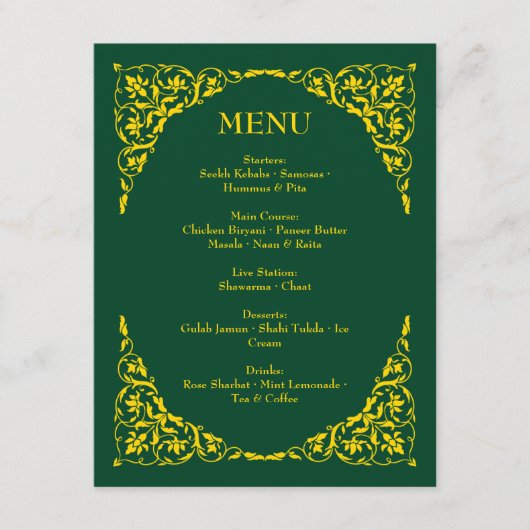 Emerald Elegance Wedding Menu (Voorkant)