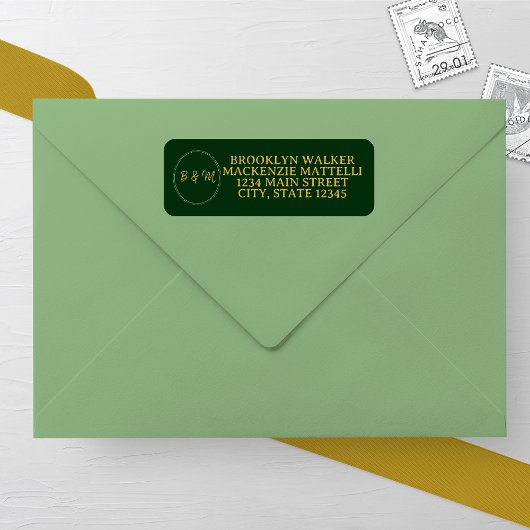 Emerald Elegance Wedding Return Address Label