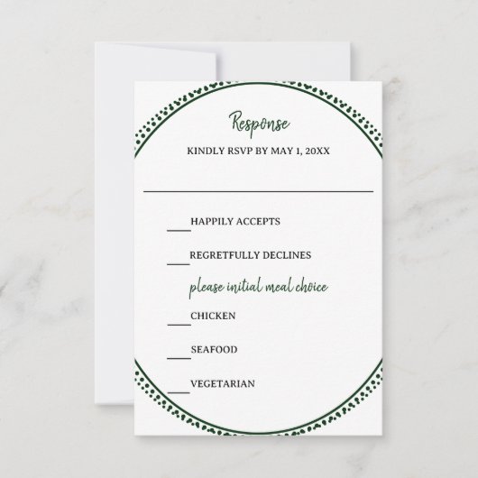 Emerald Elegance Wedding RSVP Card (Voorkant)