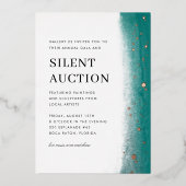 Emerald Elegant Brush Stroke Gala & Silent Auction Folie Uitnodiging (Voorkant)