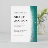 Emerald Elegant Brush Stroke Gala & Silent Auction Folie Uitnodiging (Staand Voorkant)