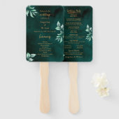 Emerald Elegant Eucalyptus Wedding Programme Handwaaier (Voorkant en achterkant)