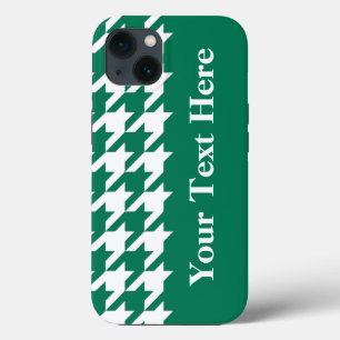 Emerald Elegant Houndstooth met aangepaste tekst Case-Mate iPhone Case