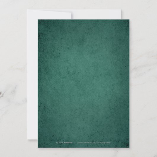 Emerald elegant  lace rustige bruiloft kaart (Achterkant)