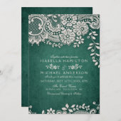 Emerald elegant  lace rustige bruiloft kaart (Voorkant / Achterkant)