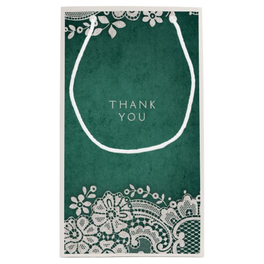 Emerald elegant  lace rustige bruiloft klein cadeauzakje (Achterkant)